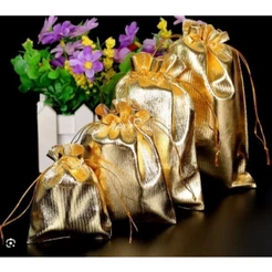 ANA1108 KIT 50 unidades Saquinhos de Organza Presente-vários tamanhos(Cor Prata e Dourado/Guardar Lembrancinhas)