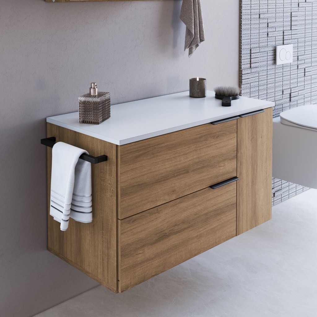 Gabinete de Banheiro Suspenso 80cm com 1 Toalheiro 2 Portas e 1 Gaveta Bh8020 Mel/Branco em Oferta na Shopee