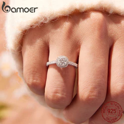 Anéis De Prata Esterlina 925 Bamoer Bud Moissanite Design Para Joias Femininas De Casamento