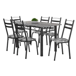 Conj De Mesa Itália Com 6 Cadeiras 1,40m Granito/Dark