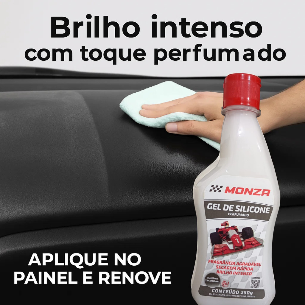 Gel de Silicone Monza Perfumado 250g Limpa, Dá Brilho e Perfuma Painéis, Borrachas e Plásticos em Oferta na Shopee