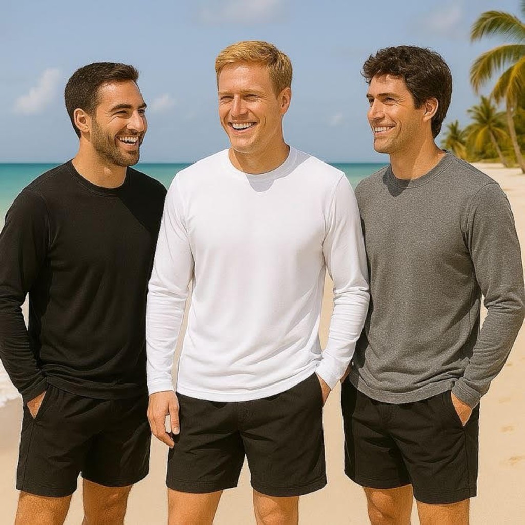 Kit c/3 Camiseta PROTEÇÃO SOLAR UV50+ Masculina ML Térmica Fitness Academia Corrida Praia 1025