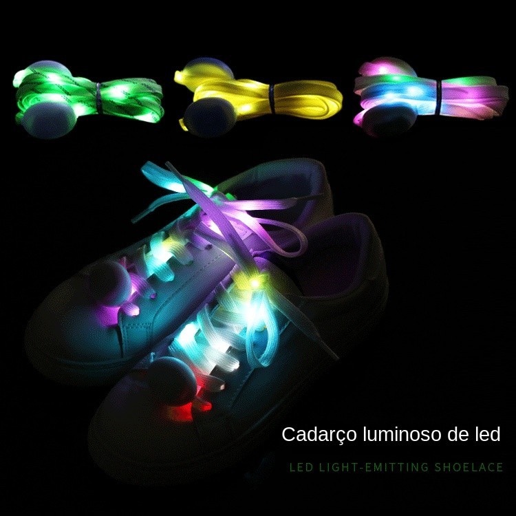 LED colorido luminoso cadarços imitação nylon noite correndo piscando fluorescente sapato corda