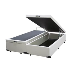 Cama Box Baú Blindado King Bipartido Homequeen Sintético Branco 41x193x203