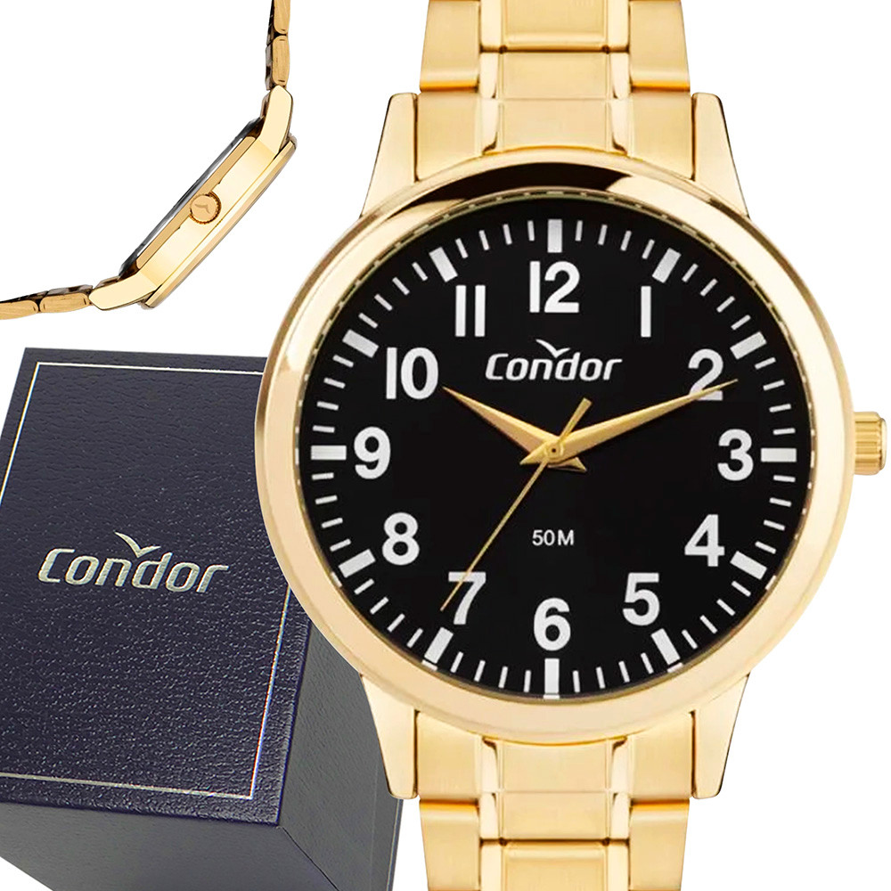 Relógio Condor Masculino Dourado Analógico 1 Ano de Garantia em Oferta na Shopee