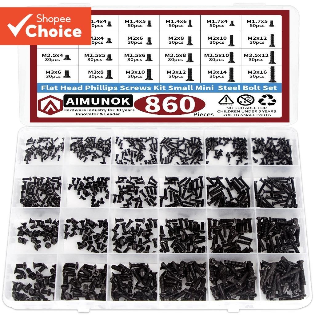 Um Conjunto De Parafusos Phillips De Cabeça Plana Escareada , 860 Peças M1.2 M1.4 M1.7 M2 M2.5 M3 Mini De Aço Para Repar