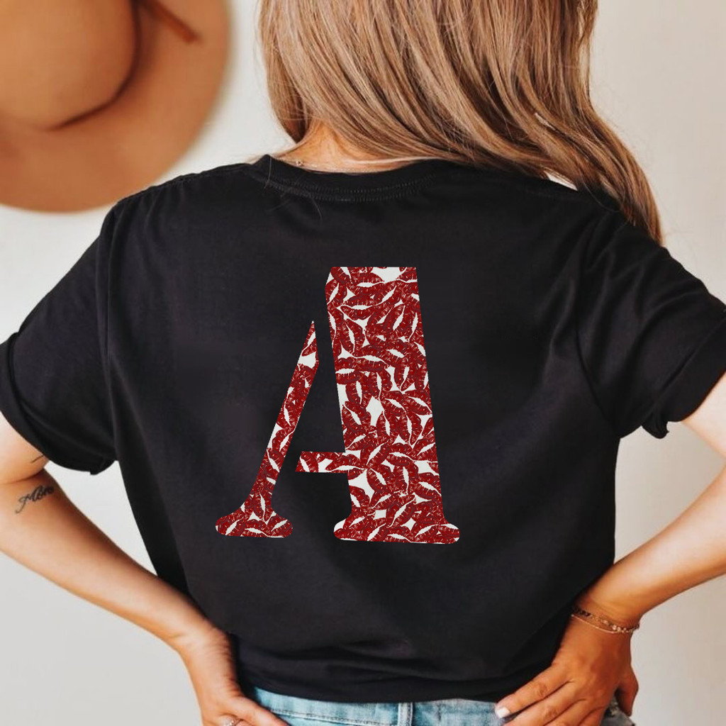 Camiseta Feminina Unissex  Beijos Inicial Nomes Streetwear Camisa Premium