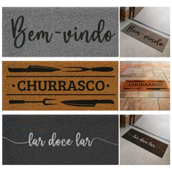 Tapete Capacho de Porta Carpete Vinílico Bem-Vindo Vários Modelos Estampado Decoração 70x30cm