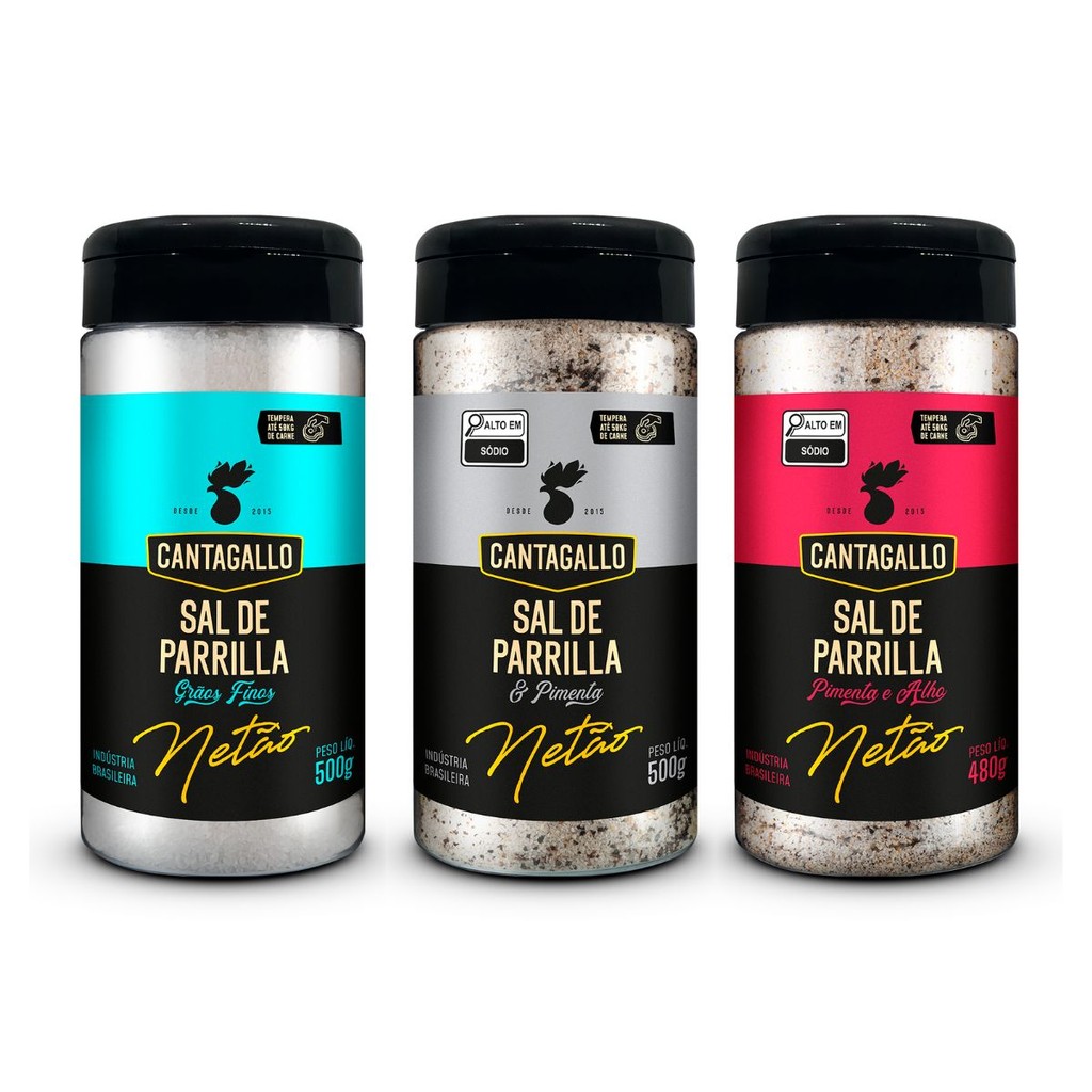 Kit Trio Sal Parrilla Netão 500g - Grãos Finos Pimenta e Pimenta com Alho Churrasco em Oferta na Shopee