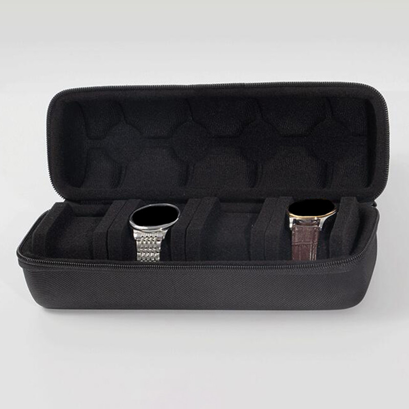 Caixa De Relógio De Casca Dura Portátil Caso De Viagem Com Inserção De Esponja Organizador De Armazenamento Doméstico De