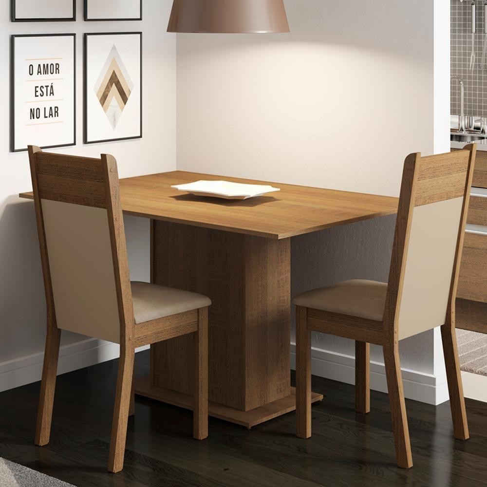 Sala de Jantar Gabi Mesa Tampo de Madeira 2 Cadeiras Madesa em Oferta na Shopee