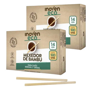 1000 Mexedores Bambu 14cm Sustentável Café Drinks Suco Inoven em Oferta na Shopee