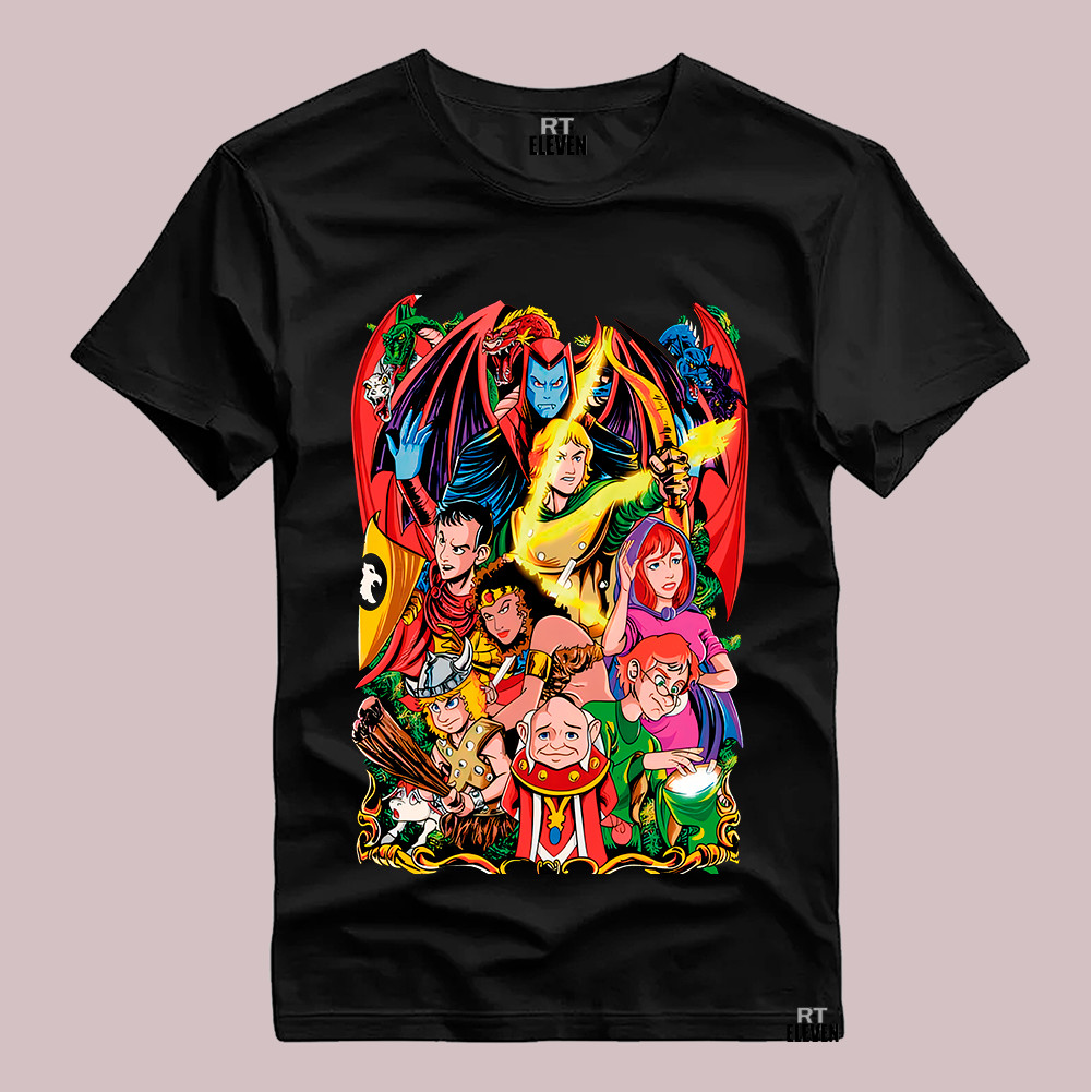 Camiseta caverna do Dragão Anime Desenho Moda Geek Camisa 100% Algodão Malha 30.1 Camiseta masculina e Feminina