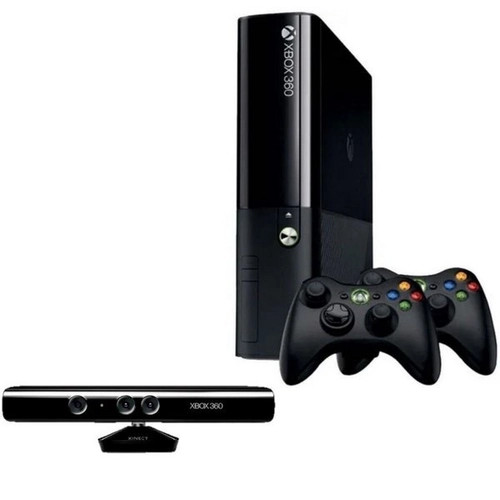 Console  360 Super Slim 4gb 2 Controles + Kinect Standard Cor Preto