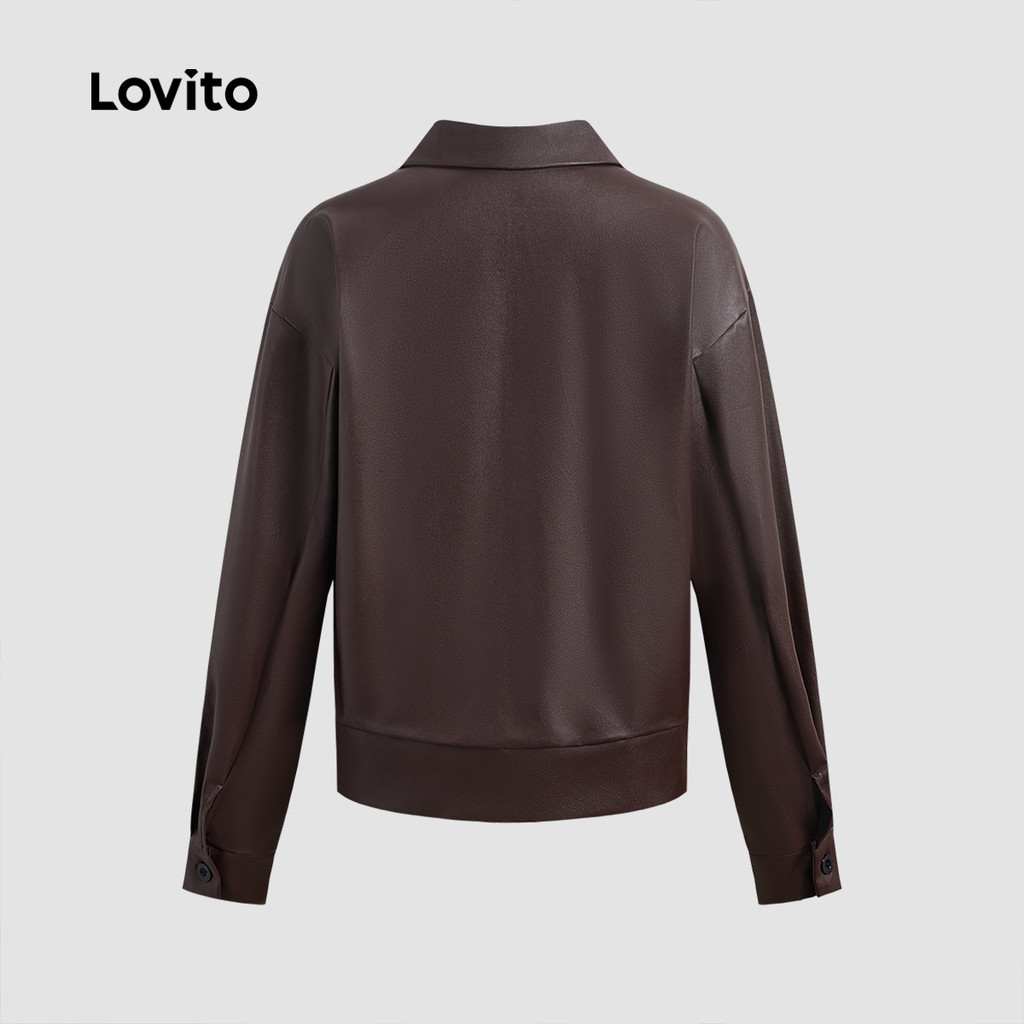 (Trendy) Lovito Jaqueta Casual Com Zíper E Bolso Corta-Vento/Jaqueta Impermeável Para Mulheres LBL24086