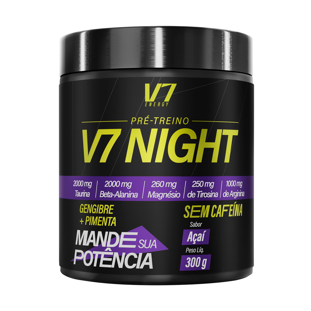 Pré Treino Para Noite V7 NIGHT SABOR ACAI 300G em Oferta na Shopee