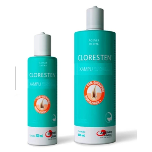 Cloresten 200ml e 500mL - Shampoo Antibacteriano P/ Cachorros e Gatos em Oferta na Shopee