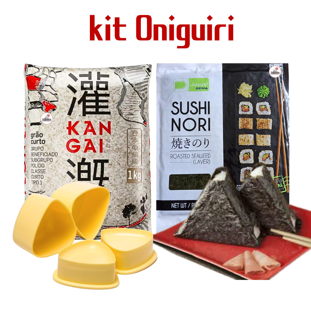 Kit Oriental 3 Itens Para Oniguiri Arroz Oriental Grão Curto Alga Marinha 10 fls e Forma Oniguiri em Oferta na Shopee