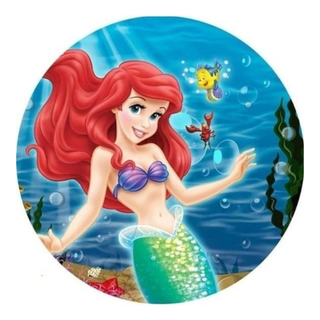 Capa Decorativa Mini Painel Redondo 50x50 Fácil de Vestir Tema Sereia Ariel