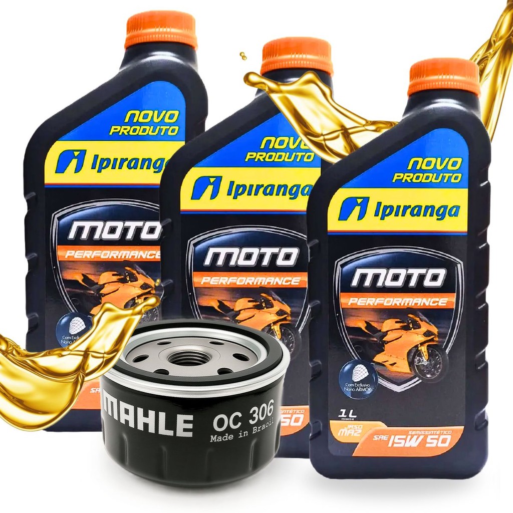 Troca de Óleo P/ Bmw F650 Gs F700 Gs F800 Gs F850 Gs Ipiranga 15w50 + Filtro