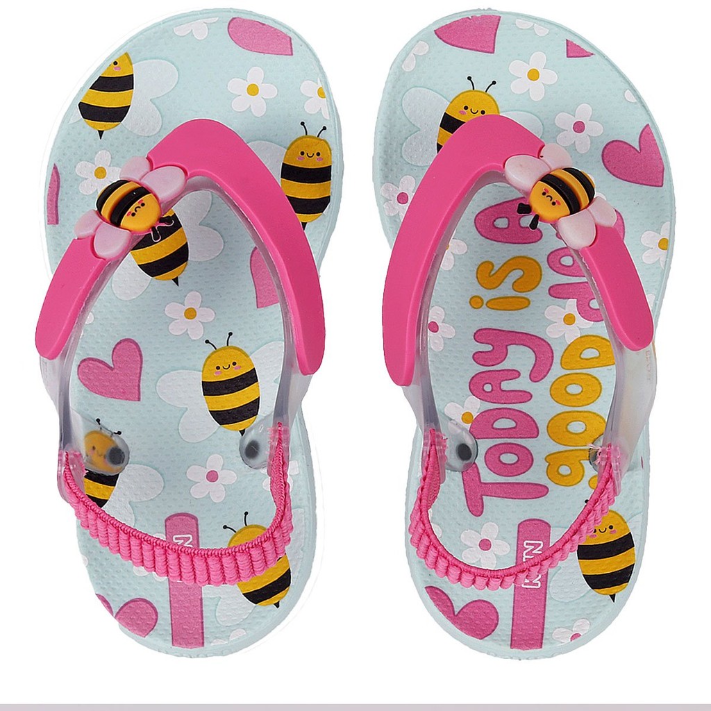 Chinelo Infantil Menina Confortável Abelinha Aqua Print Klin
