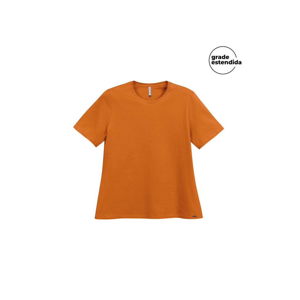 Blusa Manga Curta Ampla Marialícia Laranja - Women Clothes