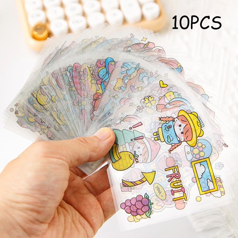 10 Peças Adesivos De Desenho Animado Com Vários Padrões Transparentes Para Animais De Estimação 6cm * 6cm