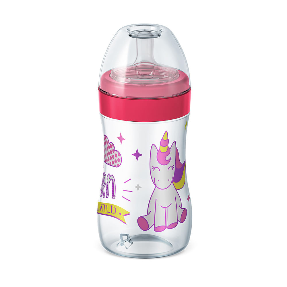 Mamadeira Lillo Super Evolution Bico de Silicone +6 Meses Desenhos Sortidos Rosa 300ml - Mom & Baby