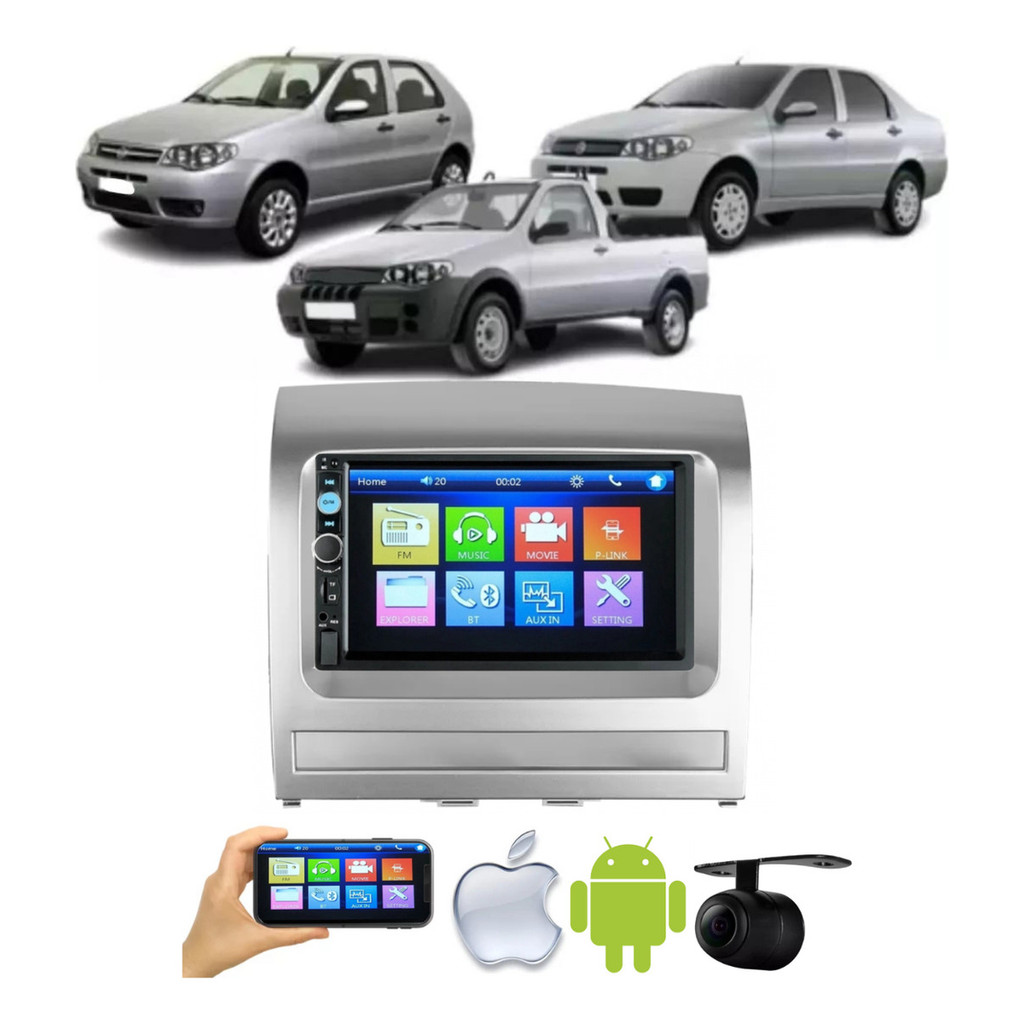 Mp5 Multimidia Moldura 2 Din Palio 2004 A 2011 + Camera em Oferta na Shopee