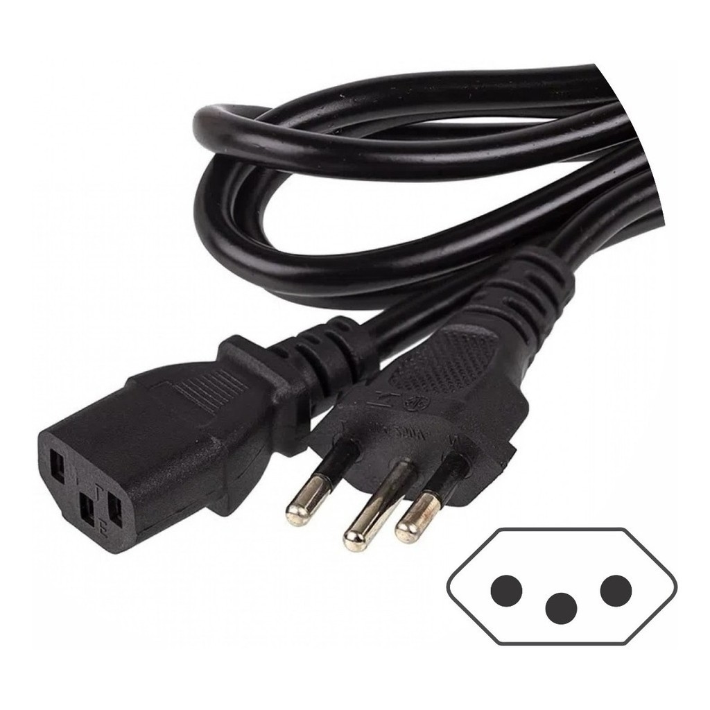 Cabo De Força Energia Atx Tripolar Novo Padrão Monitor Pc