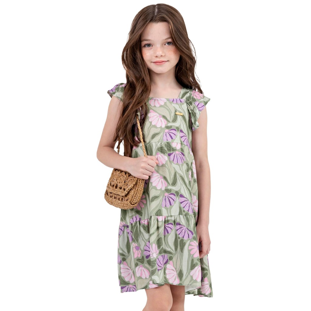 Vestido Infantil Menina Babados Colorittá Verde - Baby & Kids Fashion