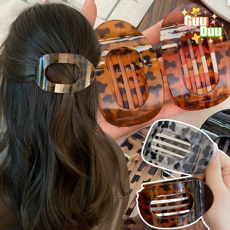 [GuuDuu] Garra De Cabelo Oval Fosca Com Estampa De Leopardo-Acessórios Vintage-Clipe De Rabo De Cavalo Alto-Clipes Fixos em Oferta na Shopee