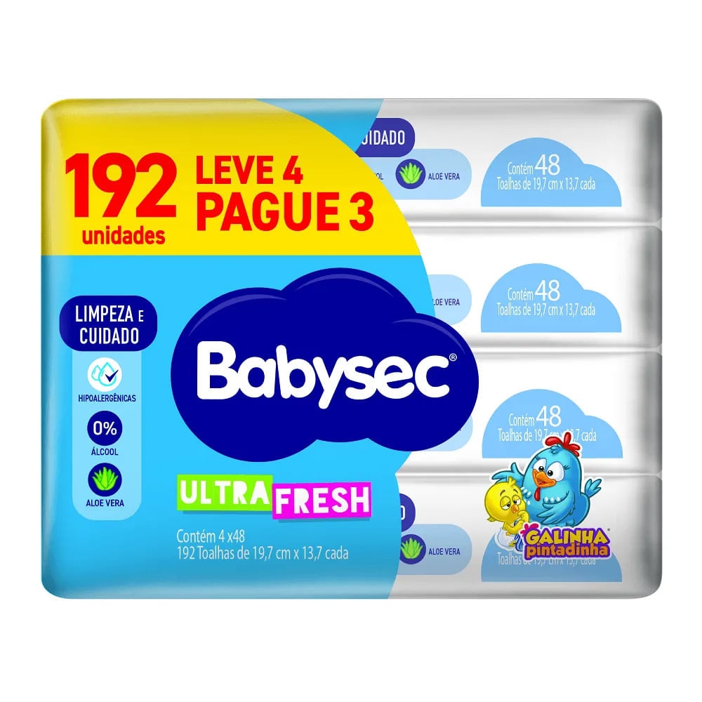 Toalha Umedecida Babysec Galinha Pintadinha Com 192 Unidades - Mom & Baby