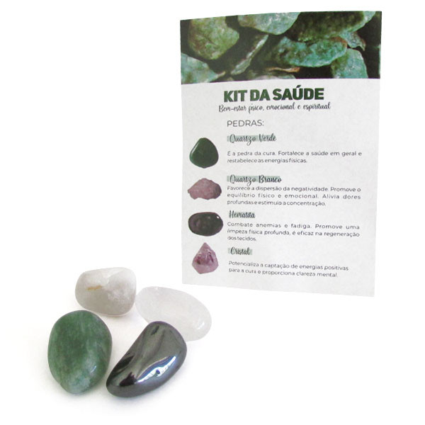 Kit da Saúde com Quartzo Verde, Hematita, Quartzo Branco e Cristal -  Emocional e Energética