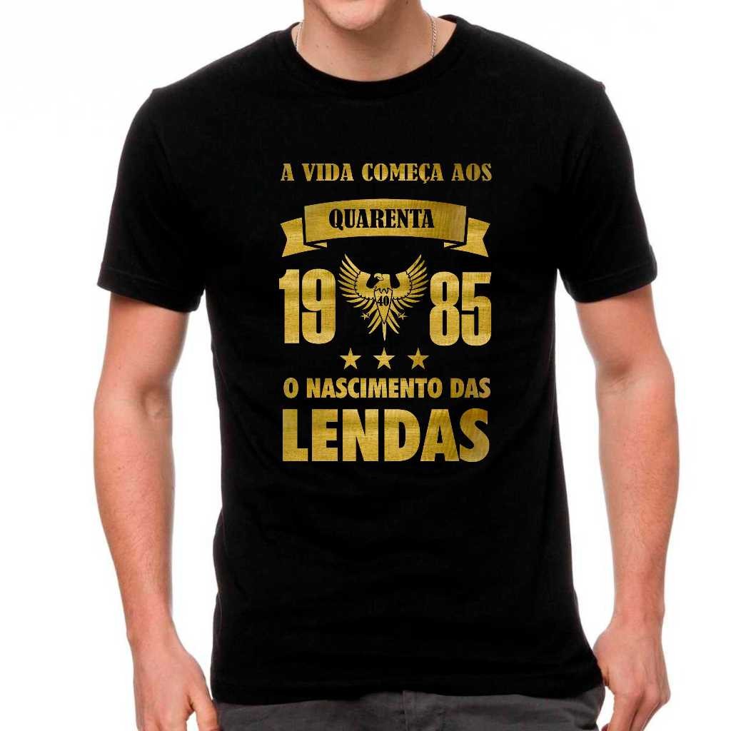 Camiseta 30.1 Camiseta Preta O Nascimento Das Lendas 1985 40 Anos Dourado Premium Envio Imediato