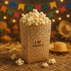 200 SACO PARA PIPOCA G KRAFT EU AMO PIPOCA 5 (PLUMA)(CHOCO)