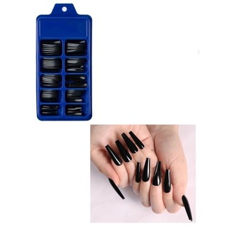 KIT 100 Unhas Longo Postiça estillo Bailarina cor Preto