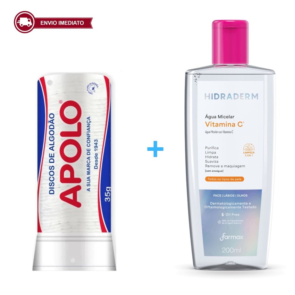 Kit Água Micelar Demaquilante + Algodão Disco Apolo 37g