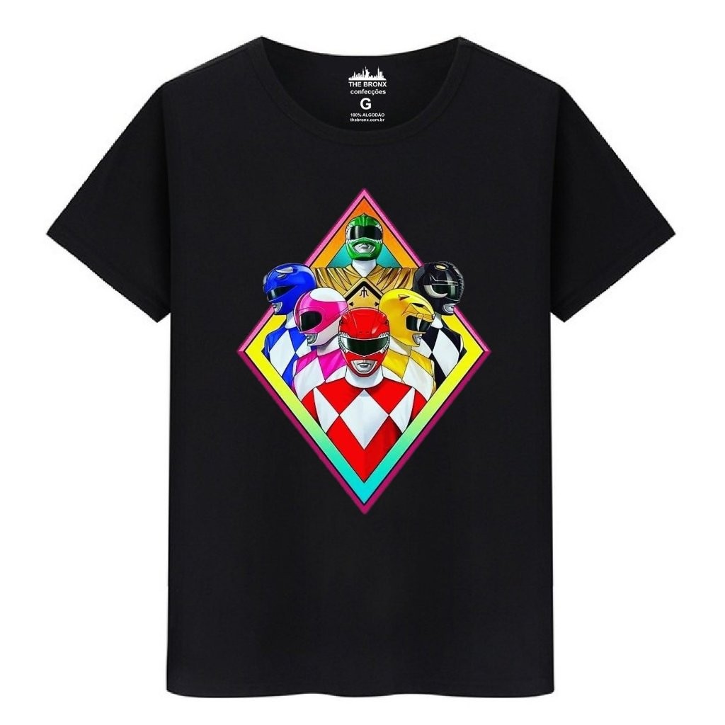 Camisa Premium 30.1 Camiseta Infantil, Adulto e Plus Size Casual Algodão Power Rangers Envio Imediato