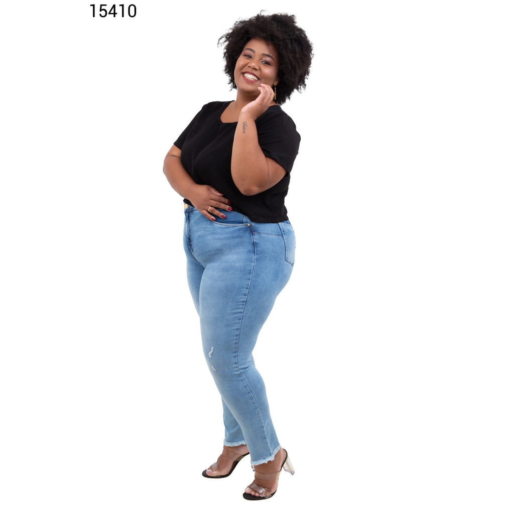 CALÇA JEANS SKINNY DESFIADA PLUS SIZE ATÉ OTAMANHO 58 CAMBOS