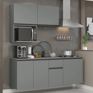 Armário de Cozinha Compacta 180 cm Suspensa Cinza Nice Madesa 03 em Oferta na Shopee