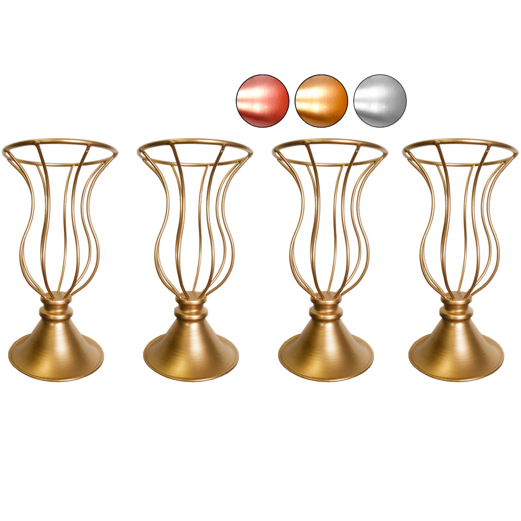 4 Vaso Dourado Armação 20cm Mini Para Pedrarias Decoração de Mesa