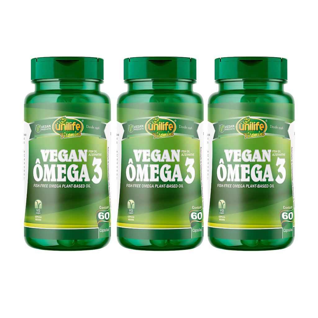 Kit 3 Un Omega 3 Vegan 60 Cápsulas Unilife