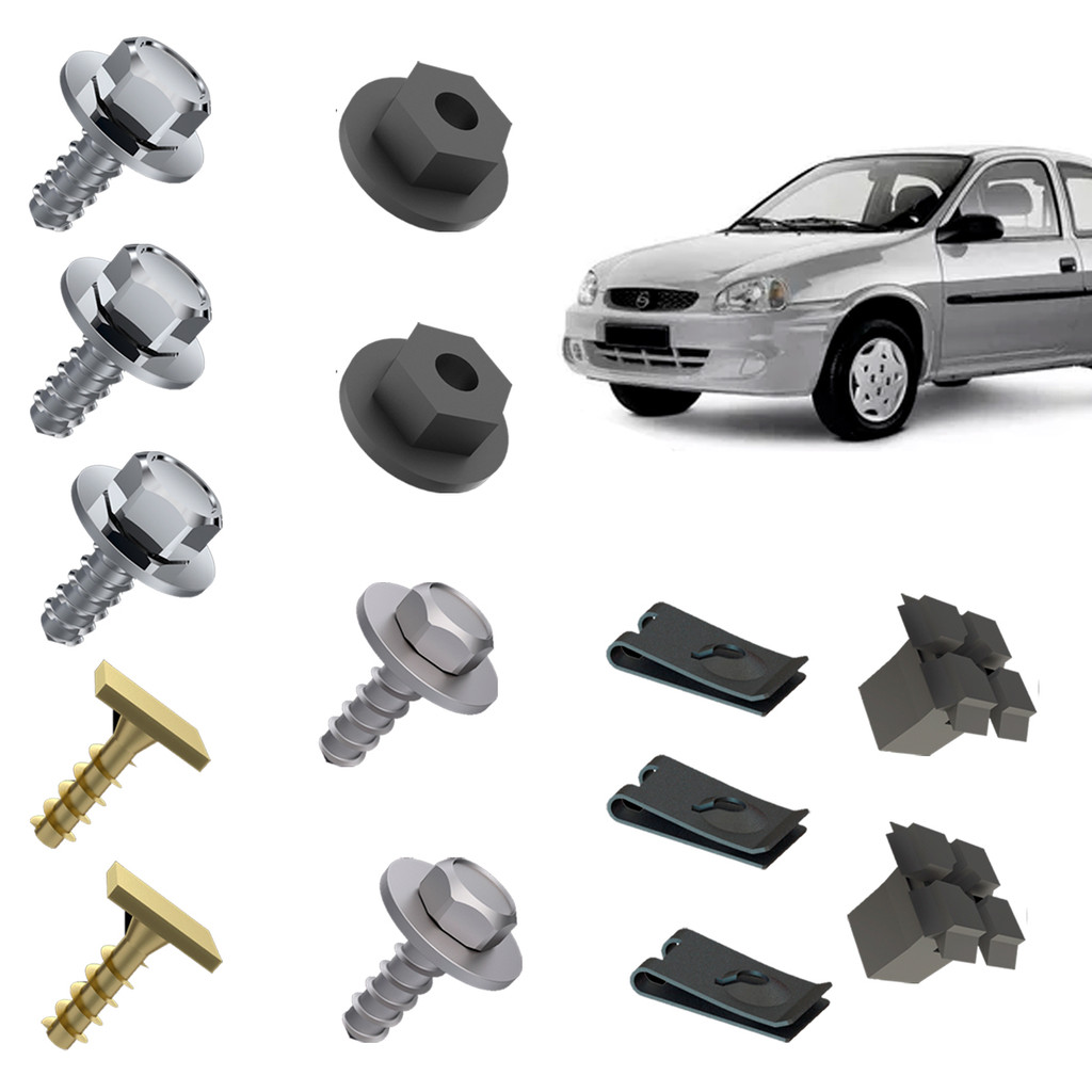 Kit Grampo Presilha 14 Peças Parachoque Dianteiro Corsa Pick Up 95 96 97 98 99 2000 2001 2002 2003