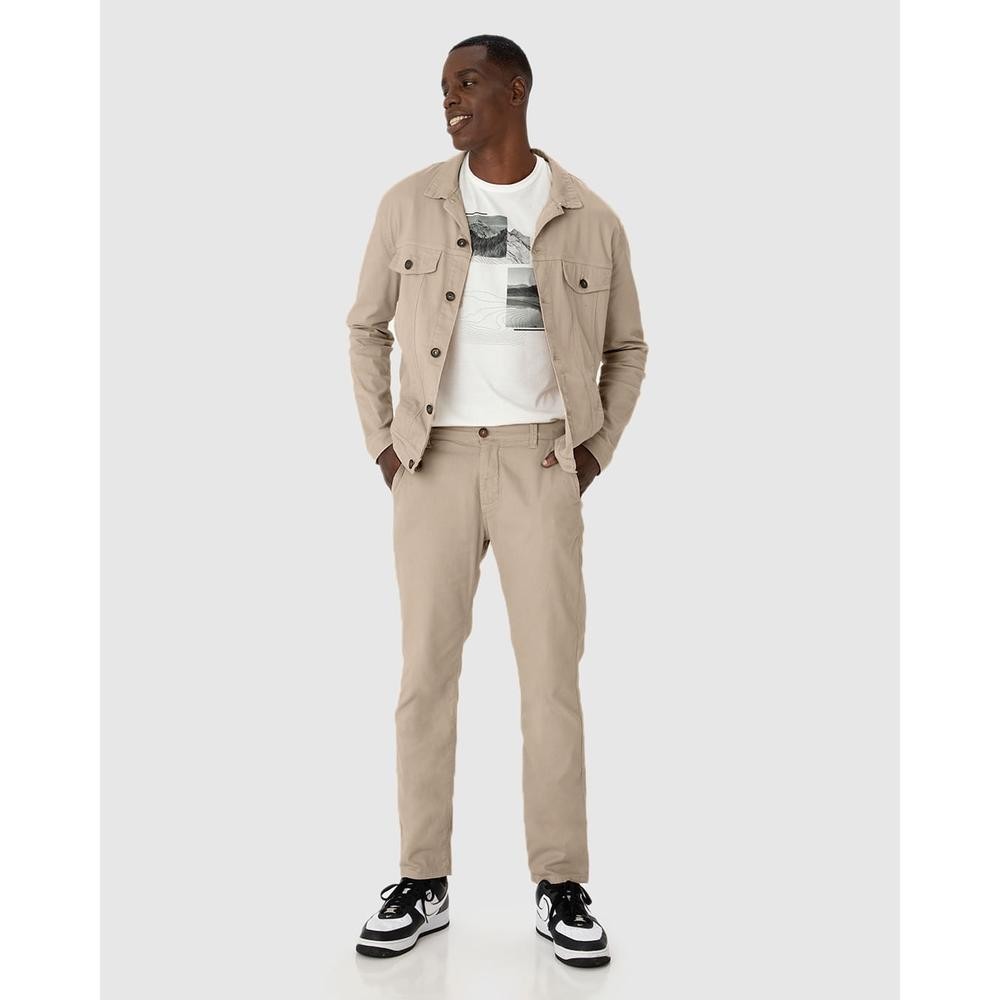 Calça Masculina Chino Em Sarja Com Elastano