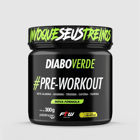 Diabo Verde #Pré-Workout 300g FTW Frutas Amarelas