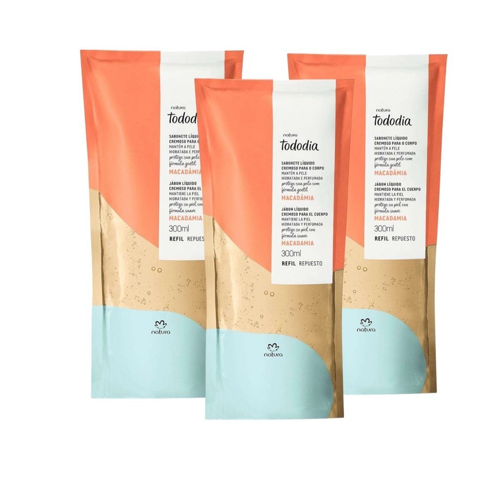 Kit 3 Unidades Refil Sabonete Líquido Cremoso Tododia Macadâmia