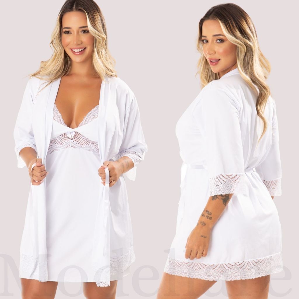 PROMOCAO Kit Camisola Amamentação e Robe Conjunto Saída Maternidade Pós Parto Mamãe e Bebê em Oferta na Shopee