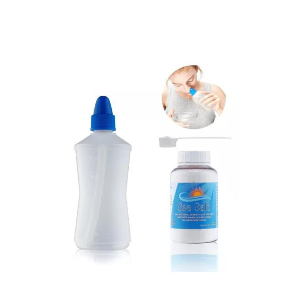 Frasco Para Lavagem Nasal 250ml + Soro Limpeza Nariz 100g