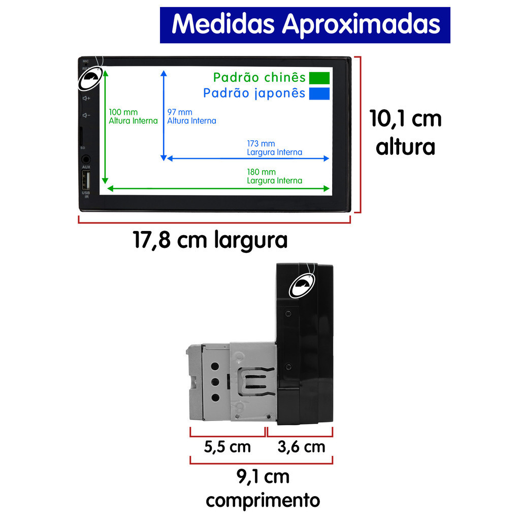 Multimídia H-tech HT-2722 Carcaça 1 Din Tela 7" Polegadas Bluetooth Espelhamento + Câmera Ré · foto 2